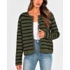 imageBTFBM Womens Cardigans Sweater 2024 Fall Striped Long Sleeve Button Down Crop Open Front Knit Outerwear Deco PocketsStriped Army Green Black