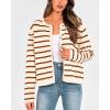 imageBTFBM Womens Cardigans Sweater 2024 Fall Striped Long Sleeve Button Down Crop Open Front Knit Outerwear Deco PocketsStriped Beige Caramel