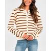 imageBTFBM Womens Cardigans Sweater 2024 Fall Striped Long Sleeve Button Down Crop Open Front Knit Outerwear Deco PocketsStriped Beige Caramel