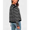 imageBTFBM Womens Cardigans Sweater 2024 Fall Striped Long Sleeve Button Down Crop Open Front Knit Outerwear Deco PocketsStriped Black White
