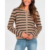 imageBTFBM Womens Cardigans Sweater 2024 Fall Striped Long Sleeve Button Down Crop Open Front Knit Outerwear Deco PocketsStriped Camel Black