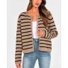 imageBTFBM Womens Cardigans Sweater 2024 Fall Striped Long Sleeve Button Down Crop Open Front Knit Outerwear Deco PocketsStriped Camel Black