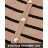 imageBTFBM Womens Cardigans Sweater 2024 Fall Striped Long Sleeve Button Down Crop Open Front Knit Outerwear Deco PocketsStriped Camel Black
