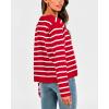 imageBTFBM Womens Cardigans Sweater 2024 Fall Striped Long Sleeve Button Down Crop Open Front Knit Outerwear Deco PocketsStriped Red White