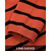 imageBTFBM Womens Cardigans Sweater 2024 Fall Striped Long Sleeve Button Down Crop Open Front Knit Outerwear Deco PocketsStriped Rust Red Black