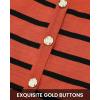 imageBTFBM Womens Cardigans Sweater 2024 Fall Striped Long Sleeve Button Down Crop Open Front Knit Outerwear Deco PocketsStriped Rust Red Black