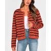 imageBTFBM Womens Cardigans Sweater 2024 Fall Striped Long Sleeve Button Down Crop Open Front Knit Outerwear Deco PocketsStriped Rust Red Black