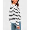 imageBTFBM Womens Cardigans Sweater 2024 Fall Striped Long Sleeve Button Down Crop Open Front Knit Outerwear Deco PocketsStriped White Black