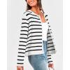 imageBTFBM Womens Cardigans Sweater 2024 Fall Striped Long Sleeve Button Down Crop Open Front Knit Outerwear Deco PocketsStriped White Black