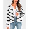 imageBTFBM Womens Cardigans Sweater 2024 Fall Striped Long Sleeve Button Down Crop Open Front Knit Outerwear Deco PocketsStriped White Black