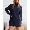 imageBTFBM Womens Casual Knit Long Pullover Sweaters Tops Mock Neck Long Sleeve Oversized Fall Winter Sweater Dresses 2024Solid Royal Blue