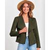 imageBTFBM Womens Faux Suede Jackets Dressy Spring Summer Clothes 2025 Lapel Long Sleeve Open Front Cropped Outerwear CoatsSolid Army Green