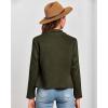 imageBTFBM Womens Faux Suede Jackets Dressy Spring Summer Clothes 2025 Lapel Long Sleeve Open Front Cropped Outerwear CoatsSolid Army Green