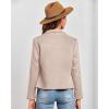 imageBTFBM Womens Faux Suede Jackets Dressy Spring Summer Clothes 2025 Lapel Long Sleeve Open Front Cropped Outerwear CoatsSolid Beige Apricot