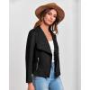 imageBTFBM Womens Faux Suede Jackets Dressy Spring Summer Clothes 2025 Lapel Long Sleeve Open Front Cropped Outerwear CoatsSolid Black