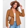 imageBTFBM Womens Faux Suede Jackets Dressy Spring Summer Clothes 2025 Lapel Long Sleeve Open Front Cropped Outerwear CoatsSolid Brown