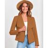 imageBTFBM Womens Faux Suede Jackets Dressy Spring Summer Clothes 2025 Lapel Long Sleeve Open Front Cropped Outerwear CoatsSolid Brown