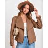 imageBTFBM Womens Faux Suede Jackets Dressy Spring Summer Clothes 2025 Lapel Long Sleeve Open Front Cropped Outerwear CoatsSolid Camel