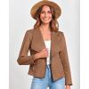 imageBTFBM Womens Faux Suede Jackets Dressy Spring Summer Clothes 2025 Lapel Long Sleeve Open Front Cropped Outerwear CoatsSolid Camel