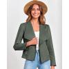 imageBTFBM Womens Faux Suede Jackets Dressy Spring Summer Clothes 2025 Lapel Long Sleeve Open Front Cropped Outerwear CoatsSolid Light Green