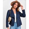 imageBTFBM Womens Faux Suede Jackets Dressy Spring Summer Clothes 2025 Lapel Long Sleeve Open Front Cropped Outerwear CoatsSolid Navy