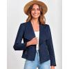 imageBTFBM Womens Faux Suede Jackets Dressy Spring Summer Clothes 2025 Lapel Long Sleeve Open Front Cropped Outerwear CoatsSolid Navy