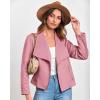 imageBTFBM Womens Faux Suede Jackets Dressy Spring Summer Clothes 2025 Lapel Long Sleeve Open Front Cropped Outerwear CoatsSolid Pink