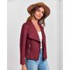 imageBTFBM Womens Faux Suede Jackets Dressy Spring Summer Clothes 2025 Lapel Long Sleeve Open Front Cropped Outerwear CoatsSolid Wine Red