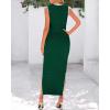 imageBTFBM Womens Knit Bodycon Midi Dress Casual Sleeveless See Through Cover Up Dresses Crew Neck Slit Tank Summer DressesDark Green