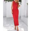 imageBTFBM Womens Knit Bodycon Midi Dress Casual Sleeveless See Through Cover Up Dresses Crew Neck Slit Tank Summer DressesRed