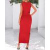 imageBTFBM Womens Knit Bodycon Midi Dress Casual Sleeveless See Through Cover Up Dresses Crew Neck Slit Tank Summer DressesRed