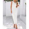 imageBTFBM Womens Knit Bodycon Midi Dress Casual Sleeveless See Through Cover Up Dresses Crew Neck Slit Tank Summer DressesWhite