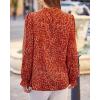 imageBTFBM Womens Long Sleeve Blouses Casual Boho Tops Frill Trim Mock Neck Floral Print 2024 Summer Fall Shirts Blouse TopFloral Orange Red