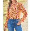 imageBTFBM Womens Long Sleeve Blouses Casual Boho Tops Frill Trim Mock Neck Floral Print 2024 Summer Fall Shirts Blouse TopFloral Pink