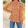 imageBTFBM Womens Long Sleeve Blouses Casual Boho Tops Frill Trim Mock Neck Floral Print 2024 Summer Fall Shirts Blouse TopFloral Pink