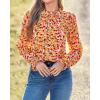 imageBTFBM Womens Long Sleeve Blouses Casual Boho Tops Frill Trim Mock Neck Floral Print 2024 Summer Fall Shirts Blouse TopFloral Pink