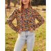 imageBTFBM Womens Long Sleeve Blouses Casual Boho Tops Frill Trim Mock Neck Floral Print 2024 Summer Fall Shirts Blouse TopFloral Royal Blue