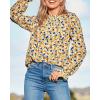 imageBTFBM Womens Long Sleeve Blouses Casual Boho Tops Frill Trim Mock Neck Floral Print 2024 Summer Fall Shirts Blouse TopFloral Yellow