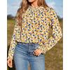 imageBTFBM Womens Long Sleeve Blouses Casual Boho Tops Frill Trim Mock Neck Floral Print 2024 Summer Fall Shirts Blouse TopFloral Yellow