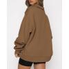 imageBTFBM Womens Quarter Zip Sweatshirt 2024 Fall Spring Oversized Casual Long Sleeve Workout Pullover Y2K ClothesSolid Brown