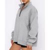 imageBTFBM Womens Quarter Zip Sweatshirt 2024 Fall Spring Oversized Casual Long Sleeve Workout Pullover Y2K ClothesSolid Grey