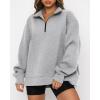 imageBTFBM Womens Quarter Zip Sweatshirt 2024 Fall Spring Oversized Casual Long Sleeve Workout Pullover Y2K ClothesSolid Grey