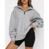 imageBTFBM Womens Quarter Zip Sweatshirt 2024 Fall Spring Oversized Casual Long Sleeve Workout Pullover Y2K ClothesSolid Grey
