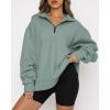 imageBTFBM Womens Quarter Zip Sweatshirt 2024 Fall Spring Oversized Casual Long Sleeve Workout Pullover Y2K ClothesSolid Grey Green