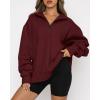 imageBTFBM Womens Quarter Zip Sweatshirt 2024 Fall Spring Oversized Casual Long Sleeve Workout Pullover Y2K ClothesSolid Wine Red