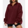 imageBTFBM Womens Quarter Zip Sweatshirt 2024 Fall Spring Oversized Casual Long Sleeve Workout Pullover Y2K ClothesSolid Wine Red