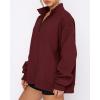 imageBTFBM Womens Quarter Zip Sweatshirt 2024 Fall Spring Oversized Casual Long Sleeve Workout Pullover Y2K ClothesSolid Wine Red