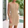 imageBTFBM Womens Short Bodycon Dress Summer 2025 Crewneck Sleeveless Knit Trendy Tight Fitted Wedding Going Out DressesKhaki