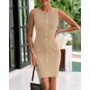 imageBTFBM Womens Short Bodycon Dress Summer 2025 Crewneck Sleeveless Knit Trendy Tight Fitted Wedding Going Out DressesKhaki