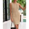 imageBTFBM Womens Short Bodycon Dress Summer 2025 Crewneck Sleeveless Knit Trendy Tight Fitted Wedding Going Out DressesKhaki